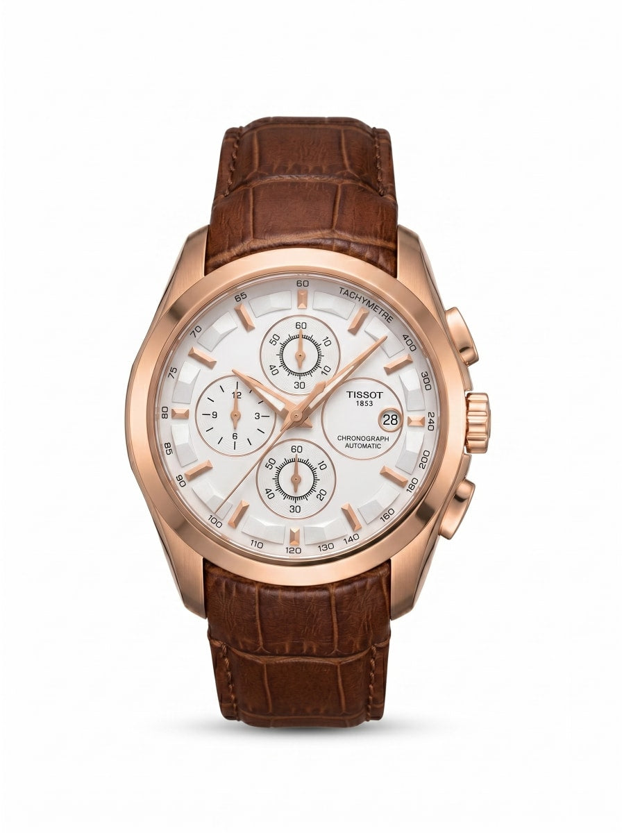 Tissot Two-Tone Quartz Chronograph (White Dial / Brown Leather)