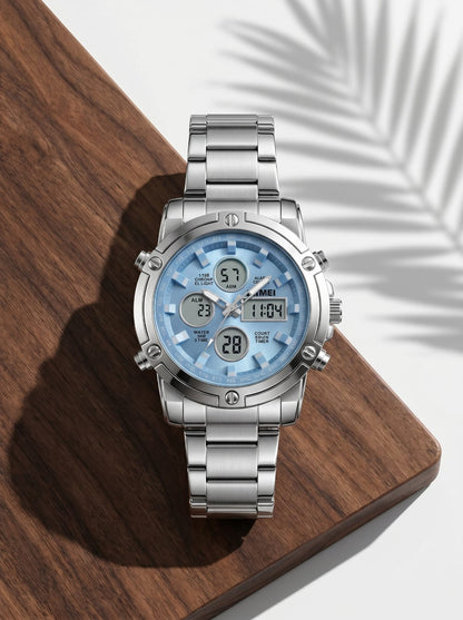 SKMEI Heavy Duty Dual Display Steel Chronograph
