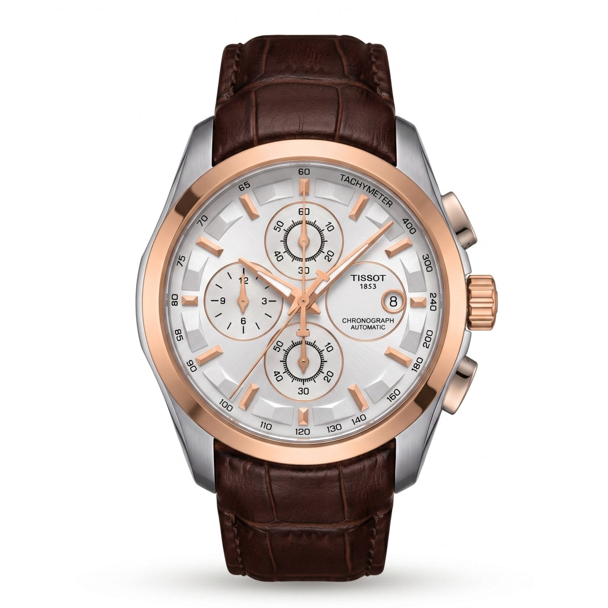 Tissot Two-Tone Quartz Chronograph (White Dial / Brown Leather)