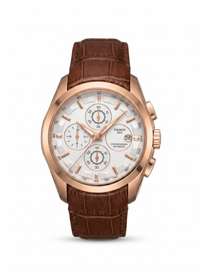 Tissot Two-Tone Quartz Chronograph (White Dial / Brown Leather)