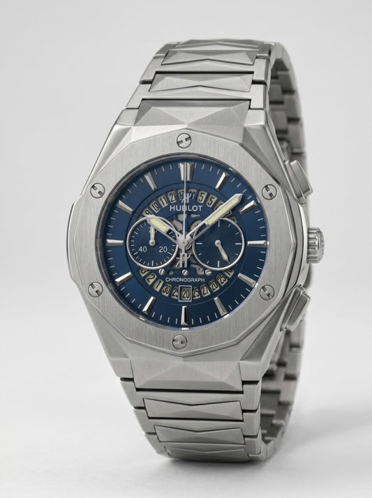 Luxury Silver Chronograph Stainless Steel Watch