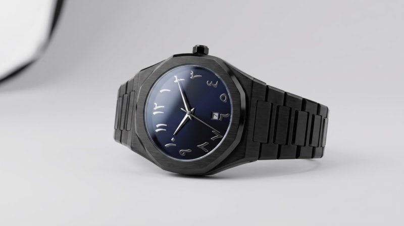Luxury Arabic Dial Black Stainless Steel Watch
