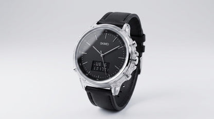 SKMEI Transparent Dual Display Minimalist Watch (Black Dial)