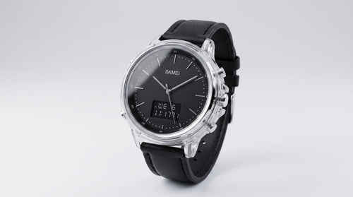 SKMEI Transparent Dual Display Minimalist Watch (Black Dial)