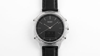 SKMEI Transparent Dual Display Minimalist Watch (Black Dial)