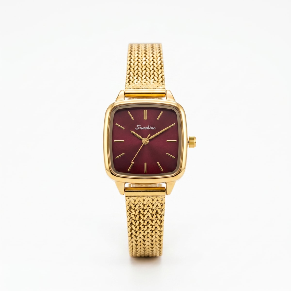 Sunshine Vintage Cushion Case Watch (Burgundy Dial)