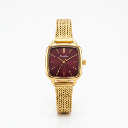 Sunshine Vintage Cushion Case Watch (Burgundy Dial)
