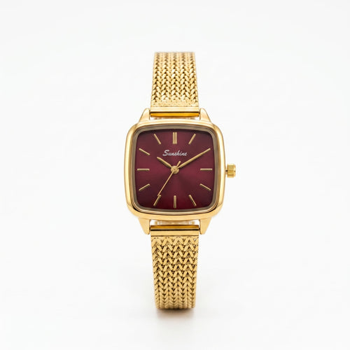 Sunshine Vintage Cushion Case Watch (Burgundy Dial)